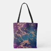 Moody Luxe Marble | Deep Paarse en Blauwgroen Roos Tote Bag (Achterkant)