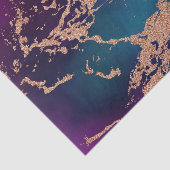 Moody Luxe Marmer | Diep Paars en Teal Roze Goud Tissuepapier (Detail)