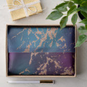 Moody Luxe Marmer | Diep Paars en Teal Roze Goud Tissuepapier (Geschenk)