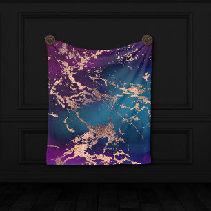 Moody Luxe Marmer Diep Paars en Teal Roze Goud Wandkleed