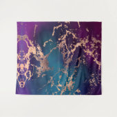 Moody Luxe Marmer | Diep Paars en Turquoise Roze G Wandkleed (Voorkant (horizontaal))