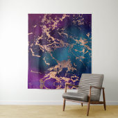 Moody Luxe Marmer | Diep Paars en Turquoise Roze G Wandkleed (In situ)