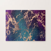 Moody Marble | Deep Luxe Paars Blauwgroen Roos Gol Legpuzzel (Horizontaal)