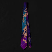 Moody Marble | Deep Luxe Paars Blauwgroen Roos Gol Stropdas