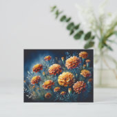 Moody Marigolds Waterverf Sinaasappel Flowers Briefkaart (Staand voorkant)