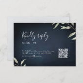 Moody marine minimale groen bruiloft QR-code RSVP Kaartje (Voorkant / Achterkant)