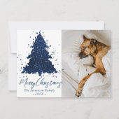 Moody Merry Christmas | Classy Navy Blue Foto Feestdagenkaart (Voorkant)