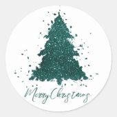 Moody Merry Christmas | Deep Midnight Blauwgroen T Ronde Sticker (Voorkant)