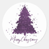 Moody Merry Christmas | Deep Plum Paarse Custom Ronde Sticker (Voorkant)