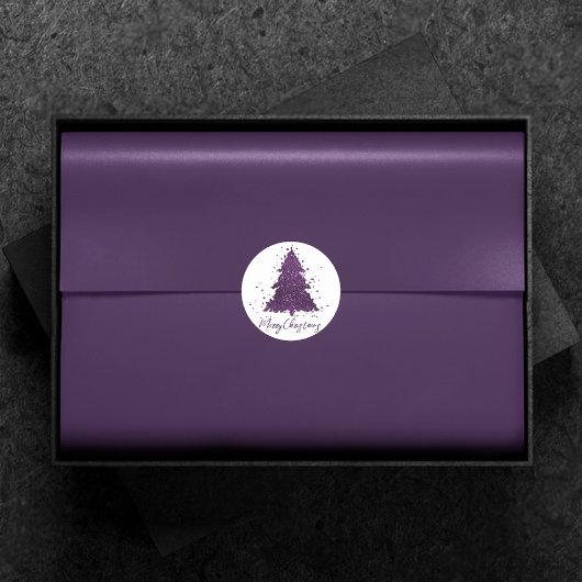 Moody Merry Christmas | Deep Plum Paarse Custom Ronde Sticker