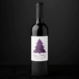 Moody Merry Christmas | Deep Plum Paarse Custom Wijn Etiket