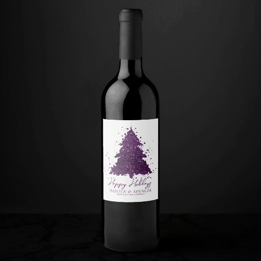 Moody Merry Christmas | Deep Plum Paarse Custom Wijn Etiket