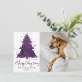 Moody Merry Christmas | Deep Plum Paarse foto Feestdagenkaart (Staand voorkant)