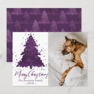 Moody Merry Christmas   Deep Plum Paarse foto Feestdagenkaart