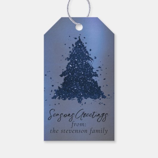 Moody Merry Christmas | Klassieke donkere marinebl Cadeaulabel (Voorkant)