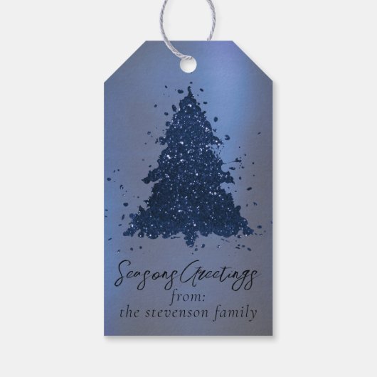 Moody Merry Christmas | Klassieke donkere marinebl Cadeaulabel (Achterkant)