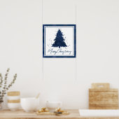 Moody Merry Christmas | Klassieke donkere marinebl Poster (Keuken)