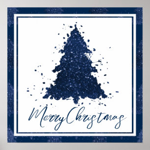Moody Merry Christmas Klassieke donkere marinebl Poster
