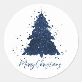 Moody Merry Christmas | Klassieke donkere marinebl Ronde Sticker (Voorkant)