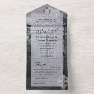 Moody Middeleeuws All in One Wedding RSVP Uitnodig Uitnodiging