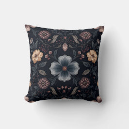 Moody Midnight Dark Botanical Floral  Kussen
