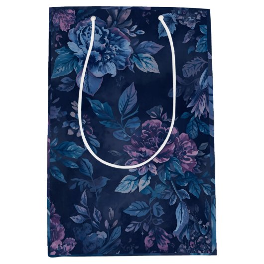 Moody Midnight Floral Wine Carrier Medium Cadeauzakje (Voorkant)