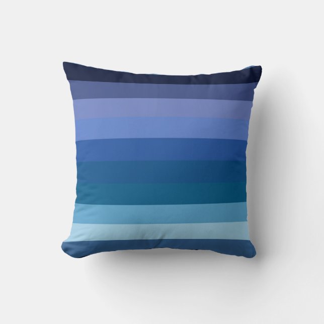 Moody Midnight Ocean Blue Gradient Stripe Pattern Kussen (Voorkant)