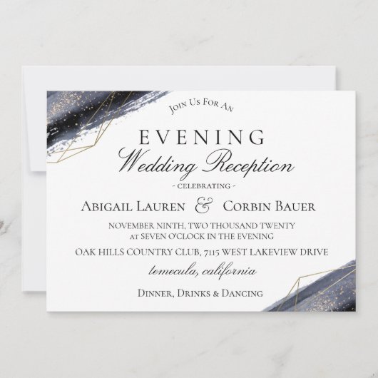 Moody Midnight Weddenschappen Reception Invitation Kaart (Voorkant)