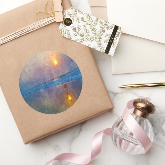Moody misty sebe sunrise ronde sticker (Geschenken)