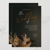 Moody Modern Dark Boho Rustic Floral Wedding Kaart (Voorkant / Achterkant)