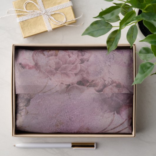 Moody Modern Floral Paarse-olievlek Tissuepapier (Geschenk)