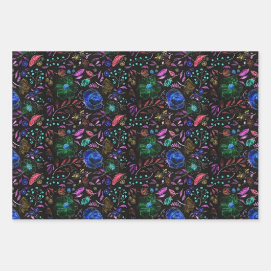 Moody Modern Winter Botanical KerstFloral Inpakpapier Vel (Voorkant 2)