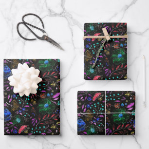 Moody Modern Winter Botanical KerstFloral Inpakpapier Vel