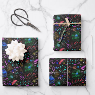 Moody Modern Winter Botanical KerstFloral Inpakpapier Vel