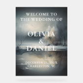 Moody moderne winter bruiloft welkom acryl bord (Voorkant)