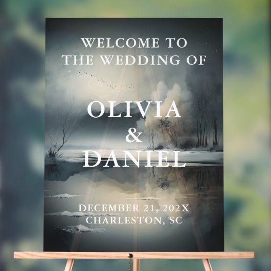 Moody moderne winter bruiloft welkom acryl bord (Neutraal)