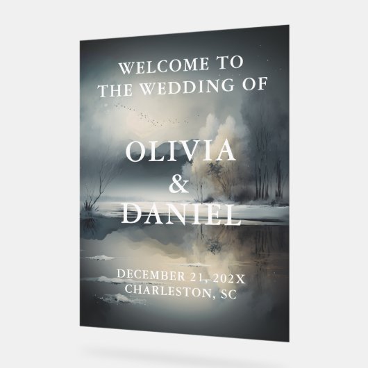 Moody moderne winter bruiloft welkom acryl bord (Hoek)