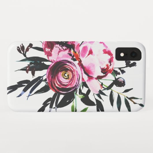 Moody Moody  Waterverf Pink Floral Case-Mate iPhone Case (Achterkant (horizontaal))