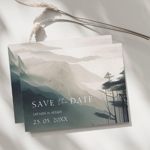 Moody Mountain Donker Esthetische Woodland bruilof Briefkaart