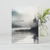 Moody Mountain Donker Esthetische Woodland bruilof Kaart (Staand voorkant)