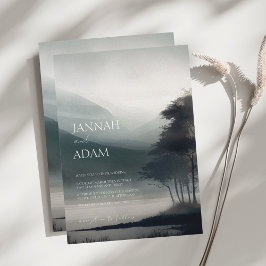 Moody Mountain Donker Esthetische Woodland bruilof Kaart