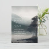 Moody Mountain Donker Esthetische Woodland bruilof Kaart (Staand voorkant)