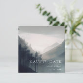 Moody Mountain Donker Esthetische Woodland bruilof Save The Date (Staand voorkant)