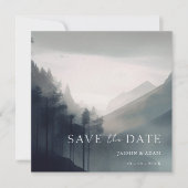 Moody Mountain Donker Esthetische Woodland bruilof Save The Date (Voorkant)