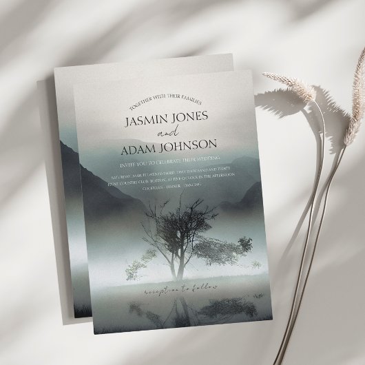 Moody Mountain Donker Esthetische Woodland bruilof Save The Date