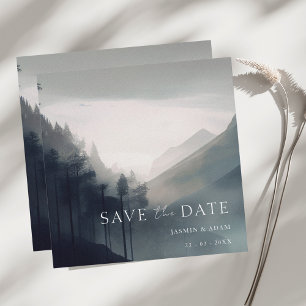Moody Mountain Donker Esthetische Woodland bruilof Save The Date