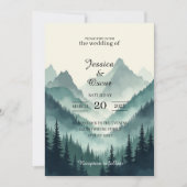 Moody Mountain Forest Wedding Invitation Kaart (Voorkant)