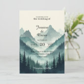 Moody Mountain Forest Wedding Invitation Kaart (Staand voorkant)