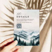 Moody Mountains Forest Wedding Details QR-code Informatiekaartje