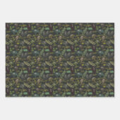 Moody Mushrooms Bourgondië en Green Plaid Inpakpapier Vel (Voorkant)